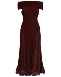 knee length dresses for ladies Self-Portrait - Yellow Pointelle Knit Midi Dress main image 0