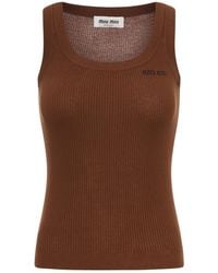 Miu Miu - Ribbed Cotton Tank Top - Lyst