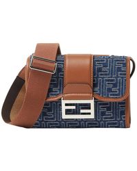 Fendi - 'Baguette Double' Crossbody Bag With Magnetic Ff Closure And All-Over Motif - Lyst