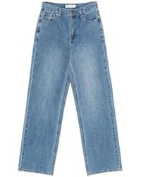 Self-Portrait - Rhinestone Denim Straight Leg Jeans - Lyst