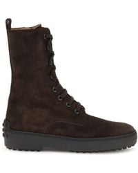 Tod's - Winter Gommino Suede Leather Lace-Up Ankle Boots - Lyst
