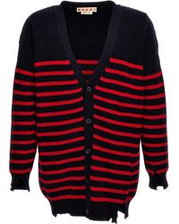 Marni - Destroyed Effect Striped Cardigan - Lyst
