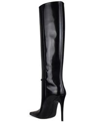 Saint Laurent - Pointed-Toe Leather Stiletto Boots - Lyst