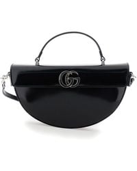 Gucci - Half Moon Shaped Handbag With Double G Logo Plaque On The Front And Removable Shoulder Strap - Lyst