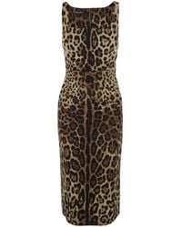Dolce & Gabbana - Midi Dress Silk Stretch - Lyst