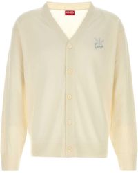 KENZO - Cream Wool-Cashmere Blend Cardigan - Lyst