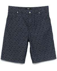 Fendi - Ff Jacquard Denim Shorts Clothing - Lyst