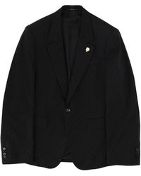 Gucci - Single Breasted Jacket With "Gg" Weave - Lyst