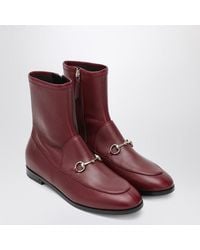 Gucci - Rosso Ancora Leather Jordaan Ankle Boots - Lyst
