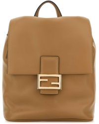 Fendi - Camel Leather Backpack - Lyst