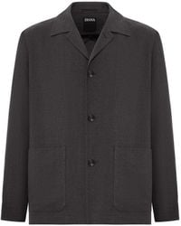 ZEGNA - Wool And Linen Mix Jacket With Patched Pockets - Lyst