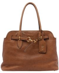 Miu Miu - Soft Leather Aventure Shoulder Bag With Logo - Lyst