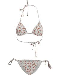 Dolce & Gabbana - Dolce & Gabbana Triangle Bikini With Roselline Print - Lyst