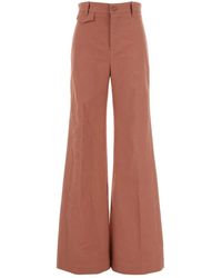 Chloé - Dark Cotton Flared Leg Pant - Lyst