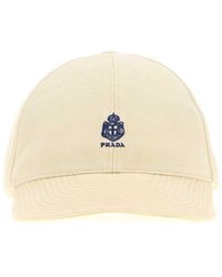 Prada - Cream Cotton Textured Baseball Cap - Lyst
