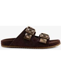 Burberry - Urchin Suede And Synthetic Fabric Sandals - Lyst