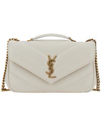 Saint Laurent - 'Loulou Small' Shoulder Bag With Front Logo Plaque - Lyst