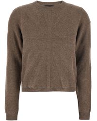 Moncler - Rick Owens 'Biker' Crewneck Sweater With Logo Patch On The Sleeve - Lyst