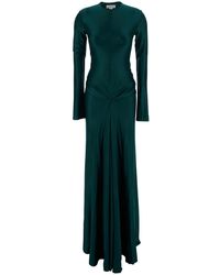 Victoria Beckham - Long Dress With Draped Design - Lyst