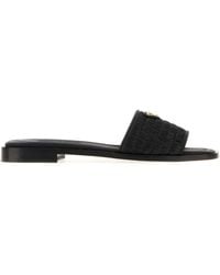 Prada - Raffia And Leather Slippers - Lyst