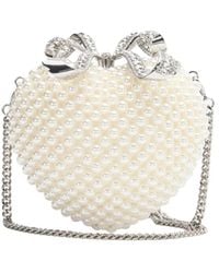 Self-Portrait - Heart Shaped Clutch With Pearl Embellishments And Bow Detail - Lyst