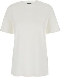 Jil Sander - Crewneck T-Shirt With Logo Patch Applied On The Back - Lyst