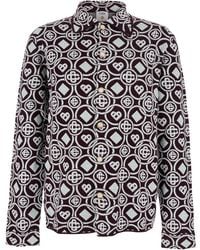 CASABLANCA - Bordeaux Shirt With Classic Collar And All-Over Monogram - Lyst