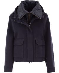 Brunello Cucinelli - Wool And Cashmere Hooded Jacket With Detachable Quilted Bib - Lyst