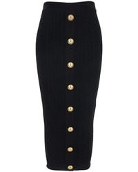 Balmain - Skirt With Logo Buttons And Zip Closure - Lyst