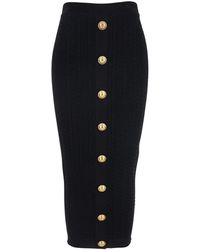 Balmain - Skirt With Logo Buttons And Zip Closure - Lyst