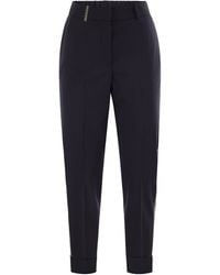 Peserico - Virgin Wool Blend Trousers With Jewellery - Lyst