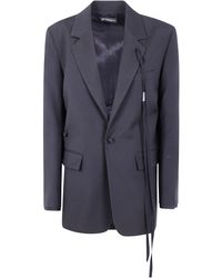 Ann Demeulemeester - "Elin" Twisted Clousure Tailored Jacket With Raw Edge Cotton Detail - Lyst