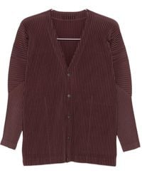 Homme Plissé Issey Miyake - Homme Plisse' Issey Miyake Pleated V-Necked Cardigan - Lyst