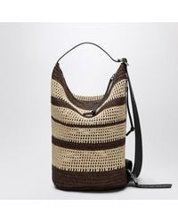 Loewe - Loop Striped Raffia Bucket Bag - Lyst