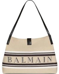 Balmain - Release Canvad And Leather Medium Tote - Lyst