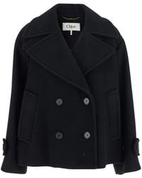 Chloé - Chloã Double-Breasted Jacket With Notched Wide Revers And Dropped Shoulders - Lyst