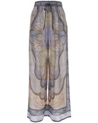 Zimmermann - 'Wanderlust' Pants With Elastic Drawstring Waist And All-.Over Print - Lyst
