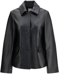 TOTEME - Grained Leather Jacket - Lyst