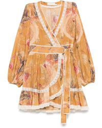 Zimmermann - Cotton Palm Ascension Mini Wrap Dress - Lyst