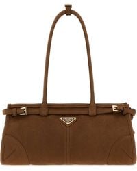 Prada - Brown Nabuk Bonnie Shoulder Bag - Lyst