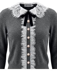 Self-Portrait - Self Portrait Lace Collar Cardigan - Lyst