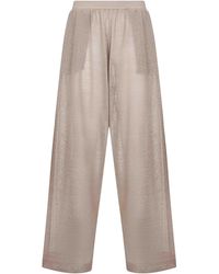 Alaïa - Silk And Linen Knit Wide-Leg Trousers - Lyst