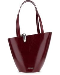 Jacquemus - 'Le Bambola Moyen' Bordeaux Shoulder Bag With Front Metal Ring Closure And Embossed Logo Lettering On The Front - Lyst
