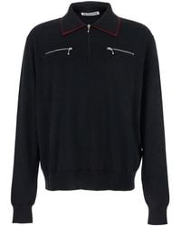 Jil Sander - Sweater With Classic Collar And Front Zip Pockets - Lyst