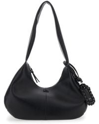 Ganni - 'Bou Bag Hobo Medium' Shoulder Bag With Shoulder Strap And Removable Logo Patch - Lyst