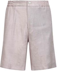 Etro - Stretch Linen Blend Bermuda Shorts - Lyst
