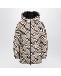 Burberry - Hooded Check Nylon Puffer Jacket - Lyst