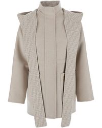 Fendi - Jacket With High Neck And Ff Logo On The Front - Lyst