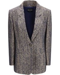 Giorgio Armani - Single-Breasted Jacket Cchevron Jacquard Viscose - Lyst