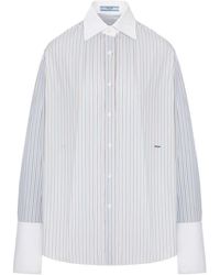 Prada - Striped Cotton Shirt With Contrasting Cuffs - Lyst